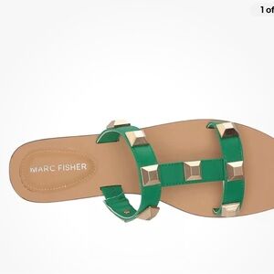 Marc Fisher Sandals Bonis Green Studded Flats